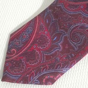 Brioni Silk Tie Burgundy Blue Paisley Pattern 62 Long